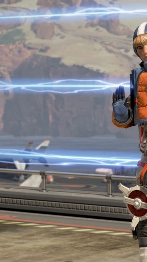 Wattson from Apex Legends on a landing platform