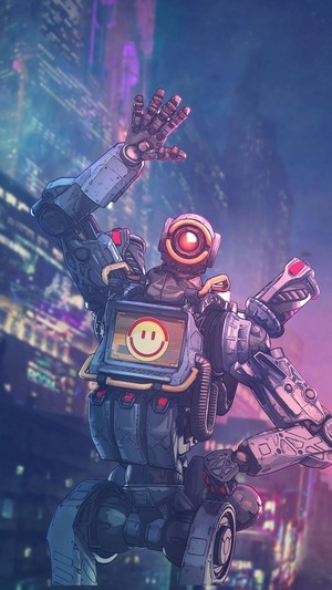 Pathfinder from Apex Legends waving in a city
