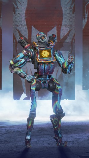 Pathfinder from Apex Legends with a smiley face