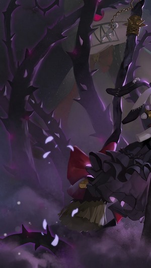 Anime girl in dark fantasy forest