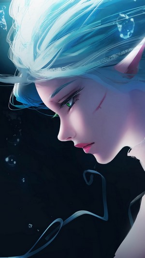 Anime Elf Girl with Blue Hair