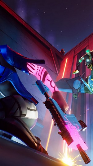 Fortnite characters in a futuristic setting