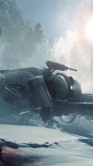 Wasteland 3 mech in snowy forest