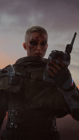 Outriders character with radio