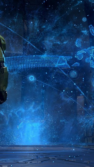 Master Chief from Halo Infinite in digital space