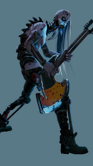 Nidhoggr from Bleeding Edge playing guitar