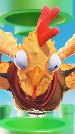 Fortnite Chicken character with red comb and scarf