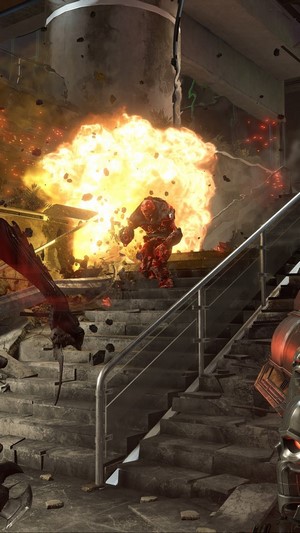 Doom Eternal monsters in an explosion