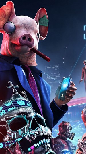Watch Dogs Legion Pig Mask Character with Skull