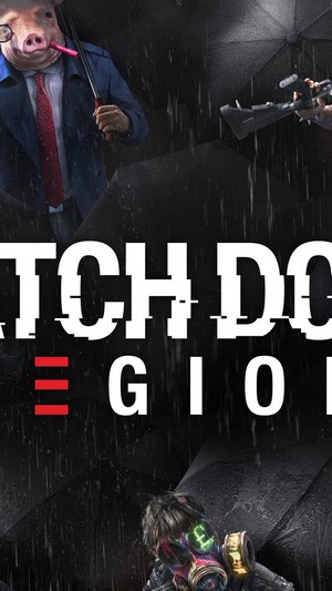Watch Dogs Legion poster with pig-headed man and gas mask