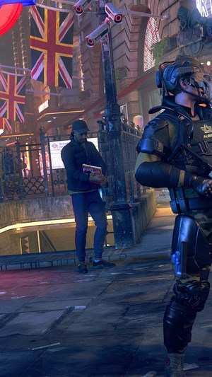 Man holding "Fun bit" sign in Watch Dogs Legion
