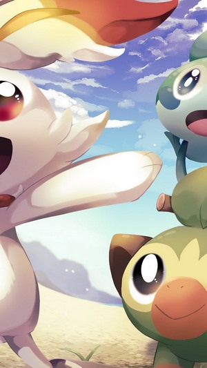 Scorbunny, Grookey, and Sobble from Pokemon Sword and Shield