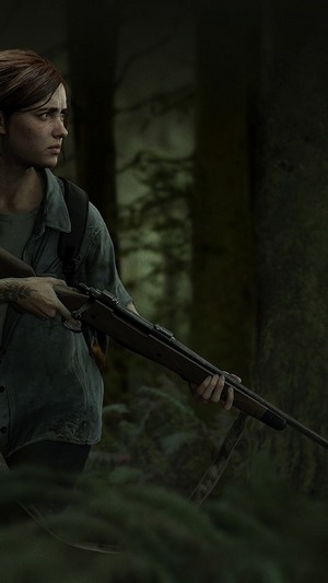 Ellie from The Last of Us Part 2 with a rifle