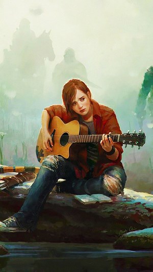 Ellie from The Last of Us Part 2 playing guitar