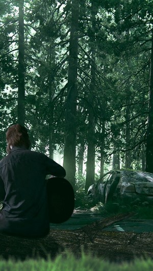 Ellie from The Last of Us Part II in a forest