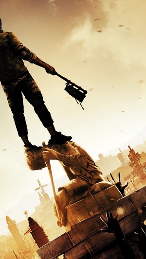 Aiden from Dying Light 2 stands on a statue