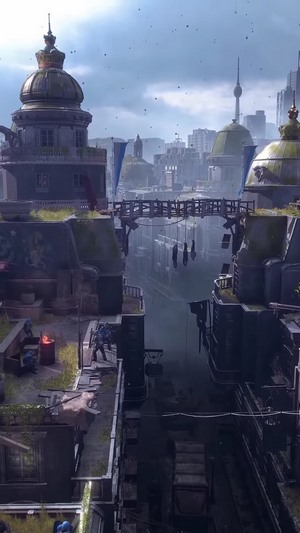 Dying Light 2 cityscape with bridge and buildings