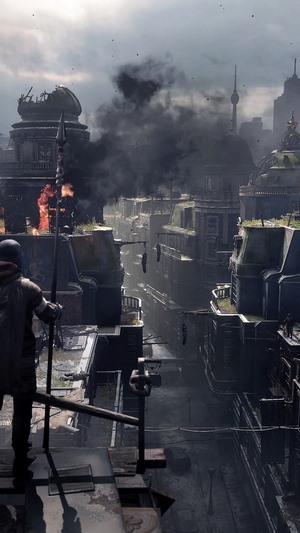 Dying Light 2 Cityscape with Smoke and Fire