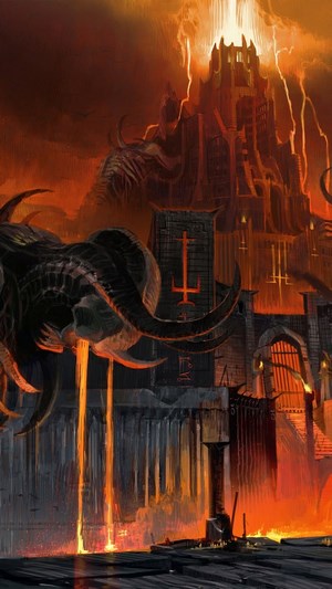 Doom Eternal Hellscape with Castle and Lava