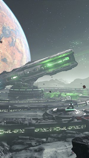 Doom Eternal Space Station with Planet