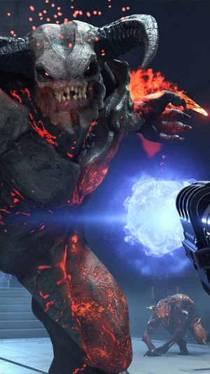 Baron of Hell from Doom Eternal firing energy blast
