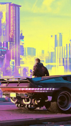 V from Cyberpunk 2077 with Quadra V-Tech HD car