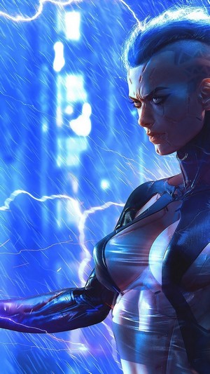 Female character from Cyberpunk 2077