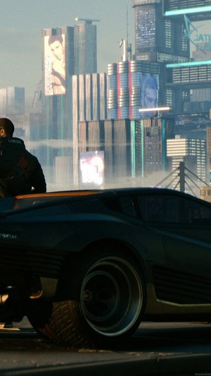 V from Cyberpunk 2077 with Quadra V-Tech HD car