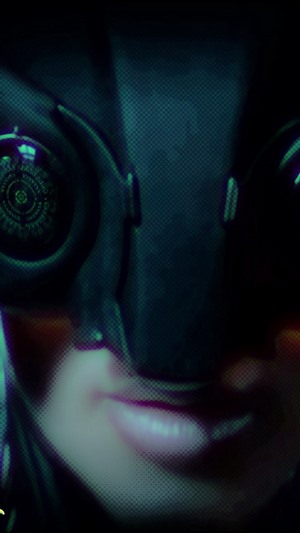 Close-up of a character from Cyberpunk 2077