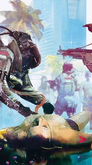 Cyberpunk 2077 art of a medical team tending to a patient