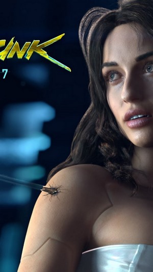 Woman with arrow in shoulder from Cyberpunk 2077