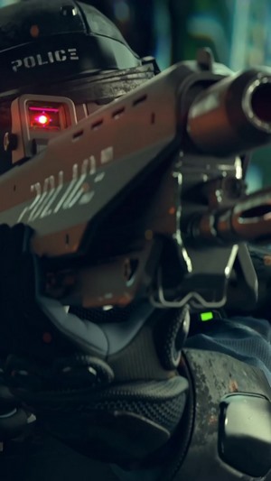 Police officer with rifle in Cyberpunk 2077