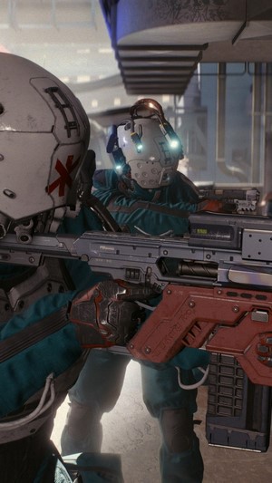 Cyberpunk 2077 characters with assault rifle