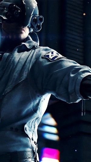 Cyberpunk 2077 character with cybernetic eye