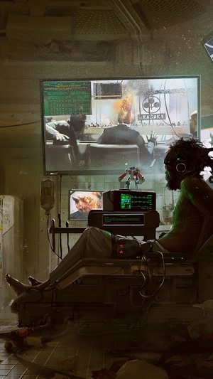 Cyberpunk 2077 character in medical bay