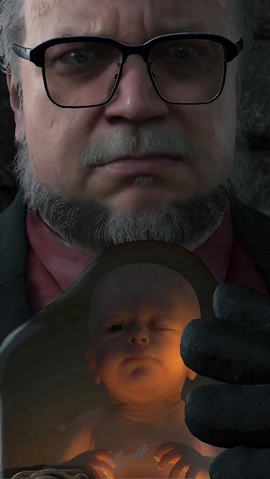 Deadman holding BB from Death Stranding