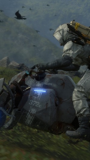 Sam Porter Bridges on a motorcycle in Death Stranding