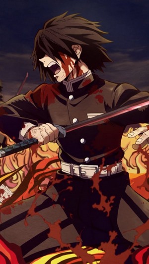 Demon Slayer: Kimetsu no Yaiba character with blood