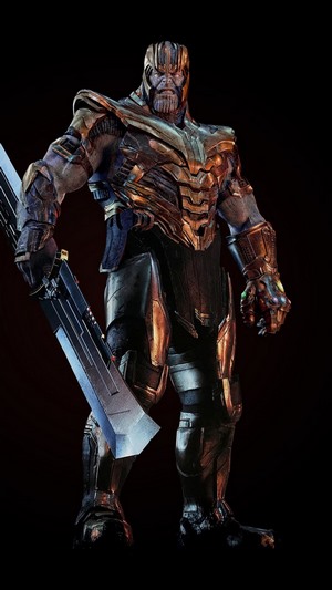 Thanos from Avengers: Endgame with a large sword