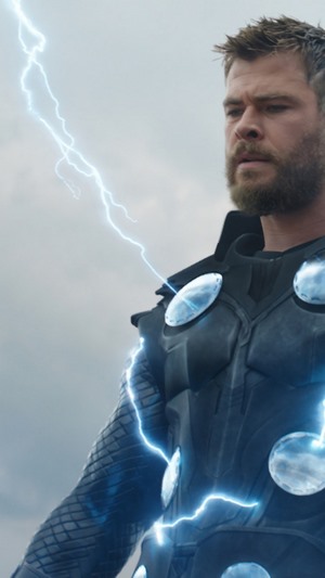 Thor from Avengers: Endgame with lightning