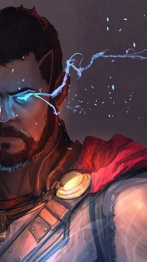 Thor from Marvel Comics with lightning