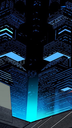 Spider-Man 2099 and Batman Beyond in a futuristic city