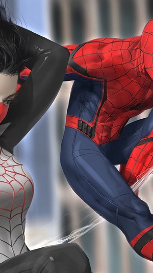 Silk and Spider-Man in action