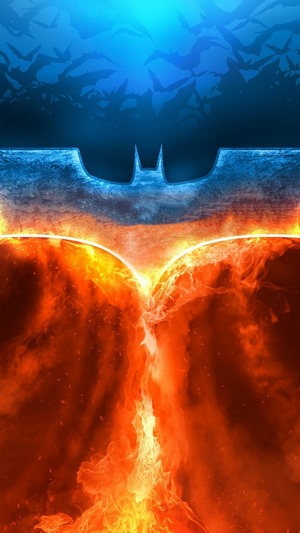Batman Logo with Fire and Bats