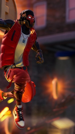 Fortnite character in red vest and sneakers