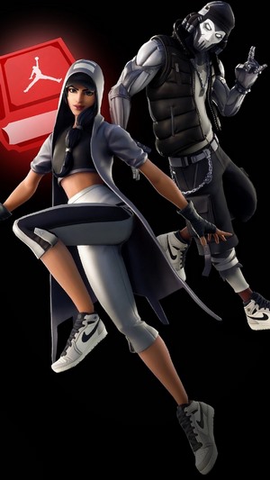Fortnite characters Clutch and Grind with Jordan logo