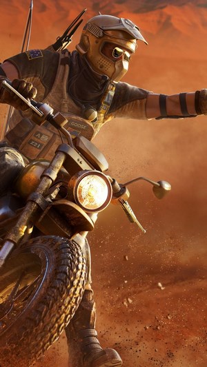 Mozzie from Rainbow Six Siege riding a dirt bike
