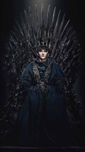 Bran Stark from Game of Thrones on the Iron Throne