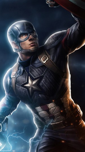 Captain America from Avengers: Endgame with Mjolnir