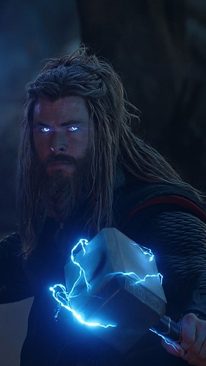 Thor from Avengers: Endgame with lightning